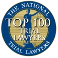 The National Trial Lawyers Top 100 badge featuring Lady Justice silhouette.