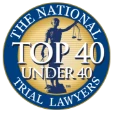 Plaque showing 'Top 40 Under 40' by National Trial Lawyers.